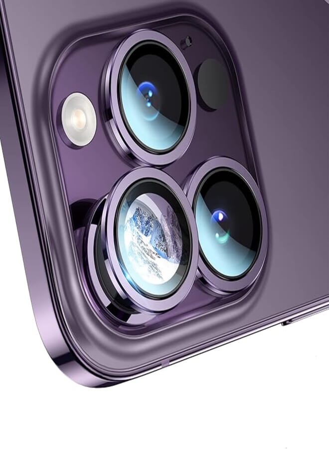 Caka iPhone 14 Pro Max/Pro Camera Lens Protector, Anti Scratch HD Tempered Glass, Shockproof, Deep Purple